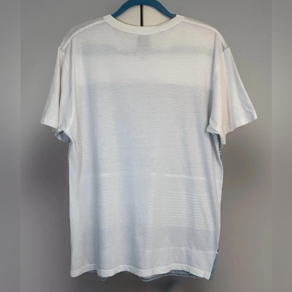 Zoo York V Neck T Shirt Size L White Gray Blue Gradual Stripe Skate Style Logo - Picture 3 of 12